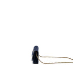 CHANEL 18A CHARMING NAVY WALLET ON CHAIN WOOL/CALFSKIN NAVY GHW