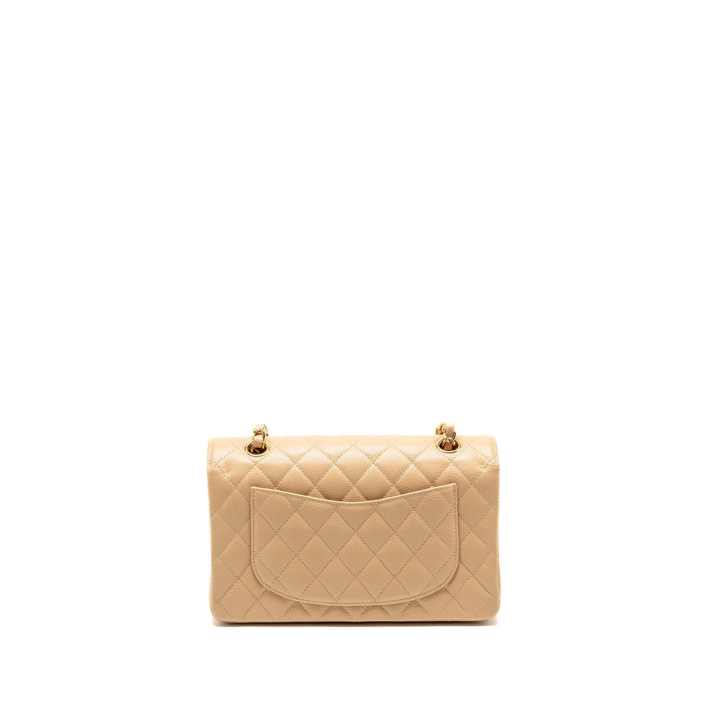 CHANEL SMALL CLASSIC DOUBLE FLAP BAG CAVIAR BEIGE GHW