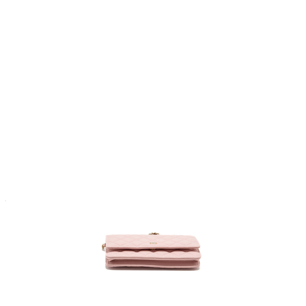 CHANEL CLASSIC WALLET ON CHAIN CAVIAR LIGHT PINK LGHW(MICROCHIP)