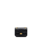 CHANEL MINI 2.55 REISSUE FLAP BAG AGED CALFSKIN BLACK GHW (MICROCHIP)