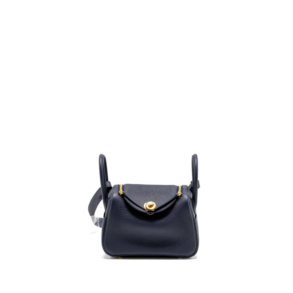 Hermes Mini Lindy Clemence Blue Nuit GHW