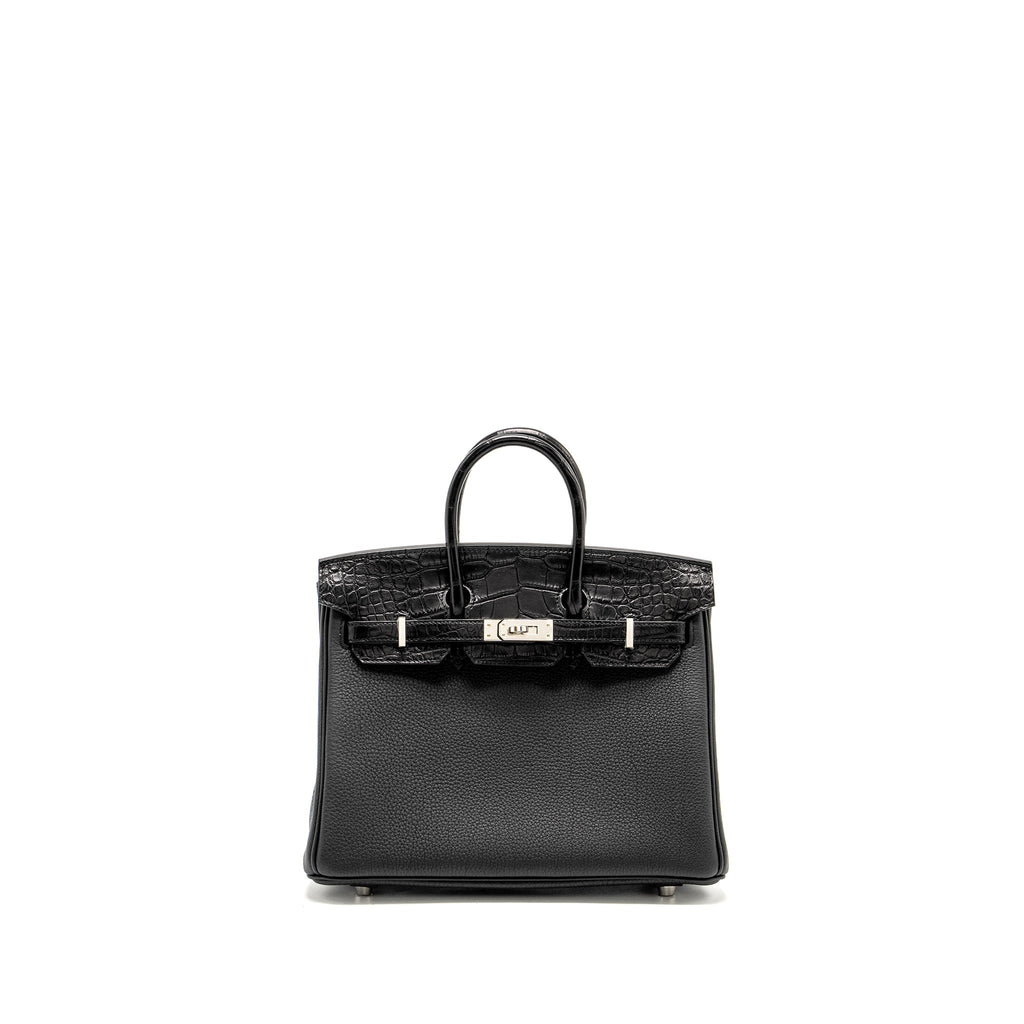 Hermes Birkin 25 Touch Togo/Alligator Mississippiensis Mat Black SHW