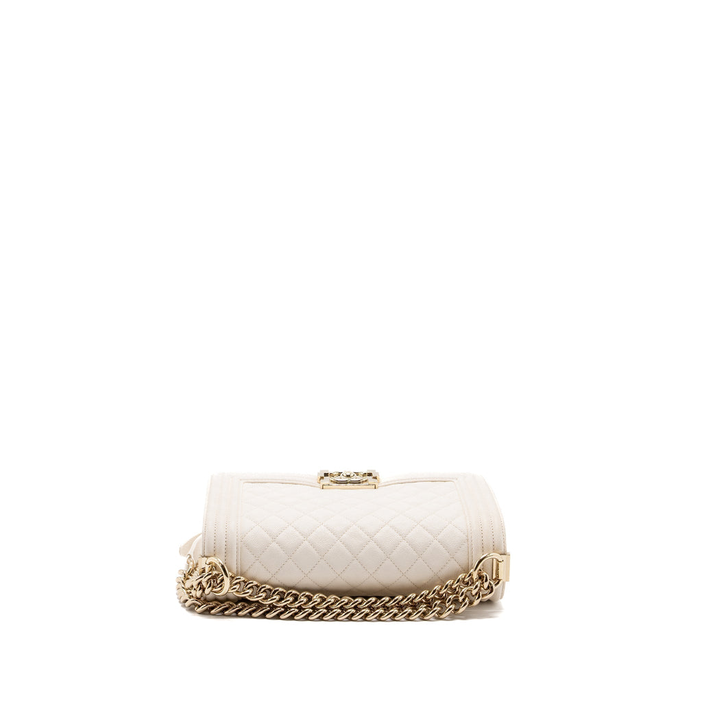 CHANEL MEDIUM LE BOY CAVIAR WHITE LGHW
