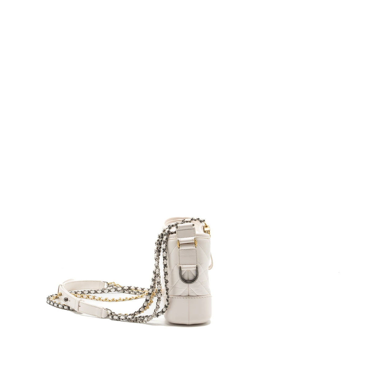 CHANEL SMALL CHEVRON GABRIELLE HOBO BAG CALFSKIN WHITE MULTICOLOUR HARDWARE