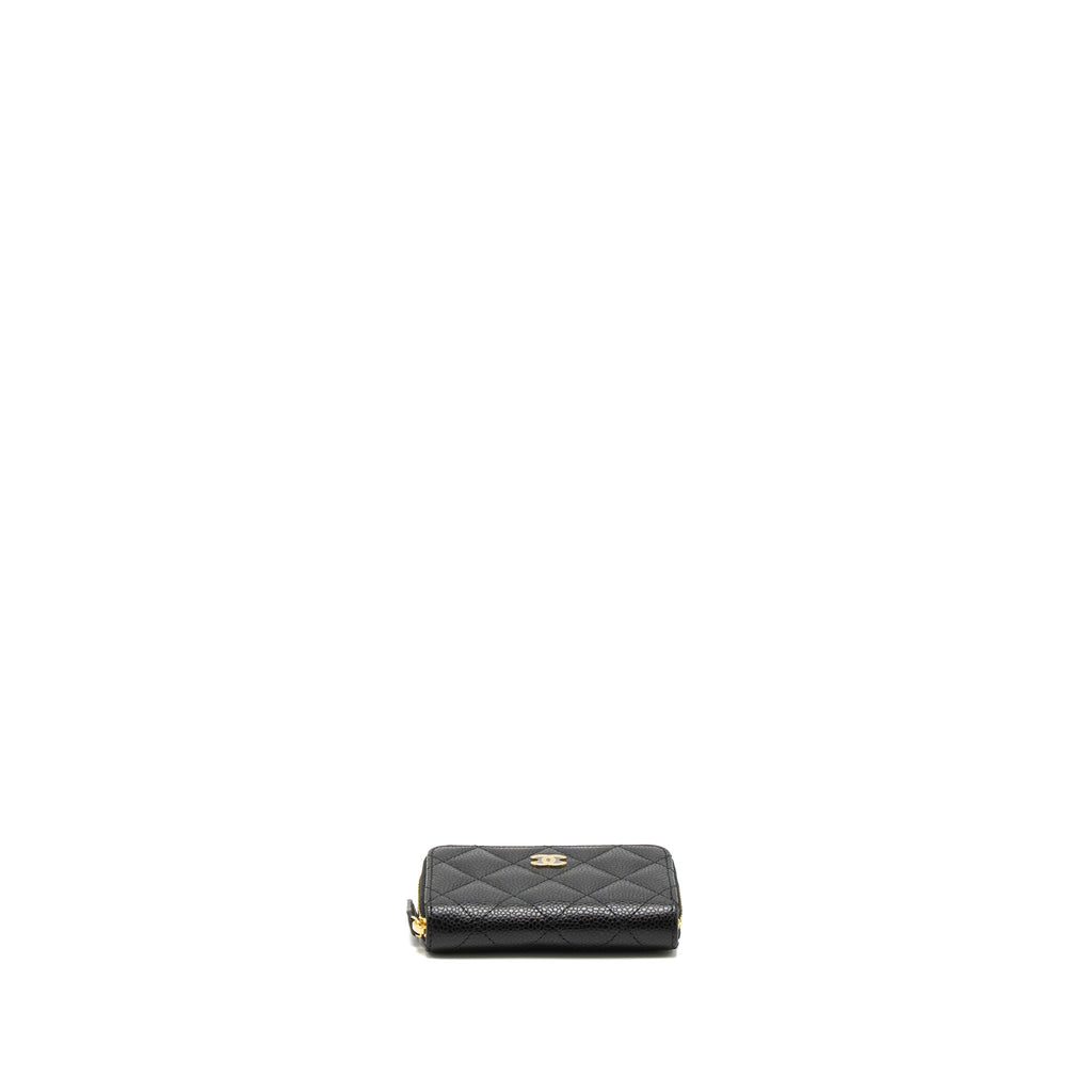 CHANEL ZIP CARD HOLDER CAVIAR BLACK GHW (MICROCHIP)