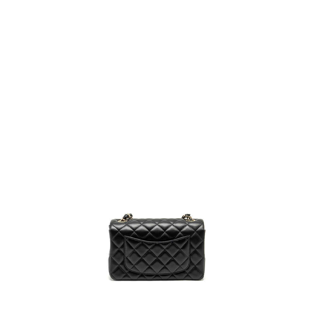 CHANEL MINI RECTANGULAR FLAP BAG LAMBSKIN BLACK LGHW (MICROCHIP)