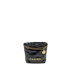 CHANEL MINI 22 BAG SHINY CALFSKIN BLACK GHW (MICROCHIP)