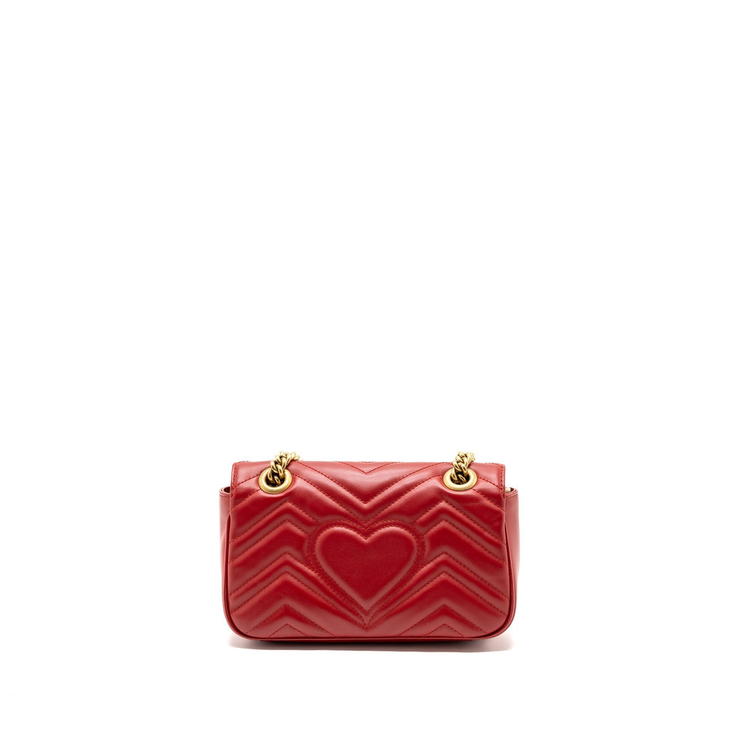 GUCCI MINI GG MARMONT MATELASSE CALFSKIN RED GHW
