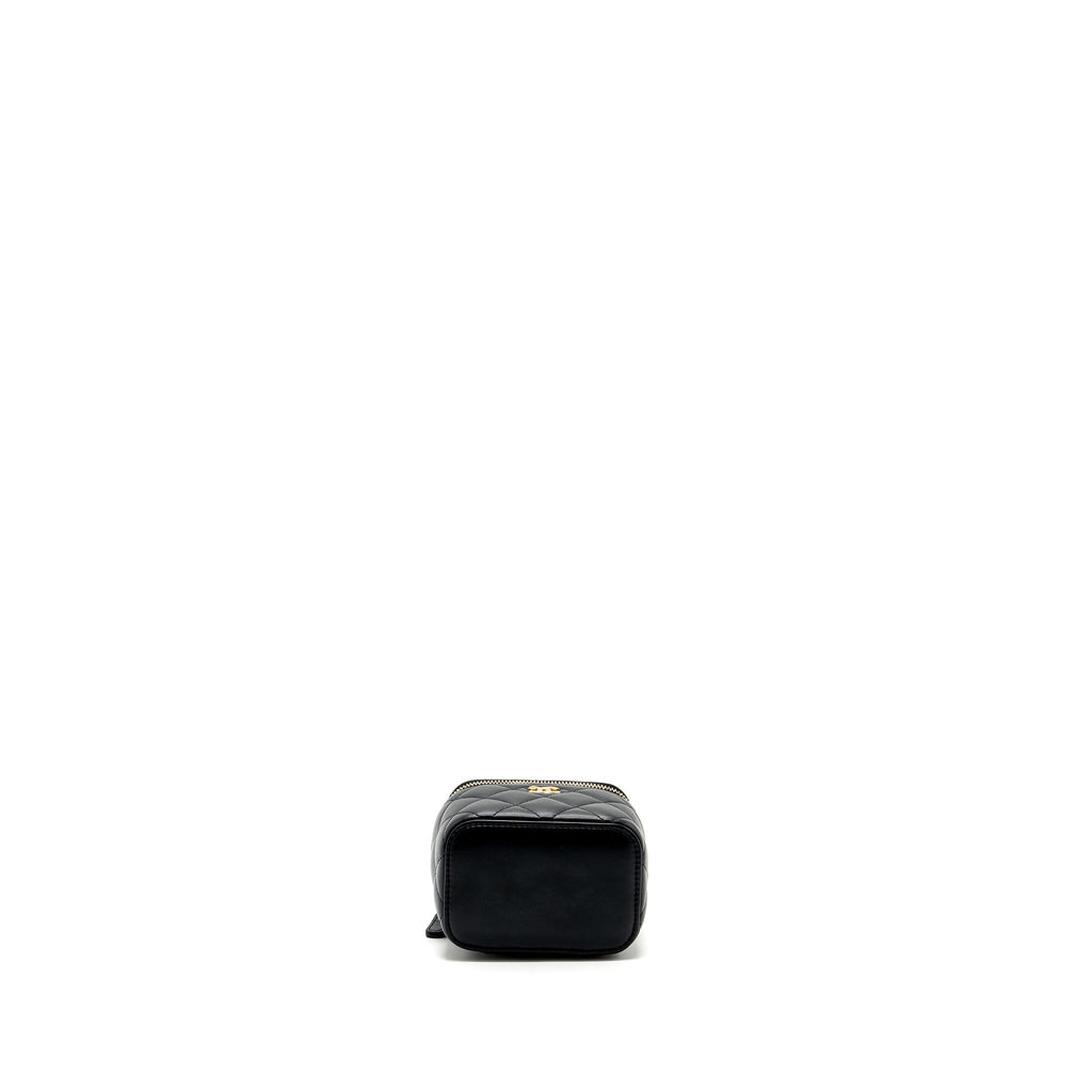 CHANEL PEARL CRUSH MINI VANITY WITH CHAIN LAMBSKIN BLACK GHW