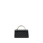 CHANEL 23P TOP HANDLE MINI FLAP BAG WITH CHAIN CAVIAR BLACK LGHW (MICROCHIP)