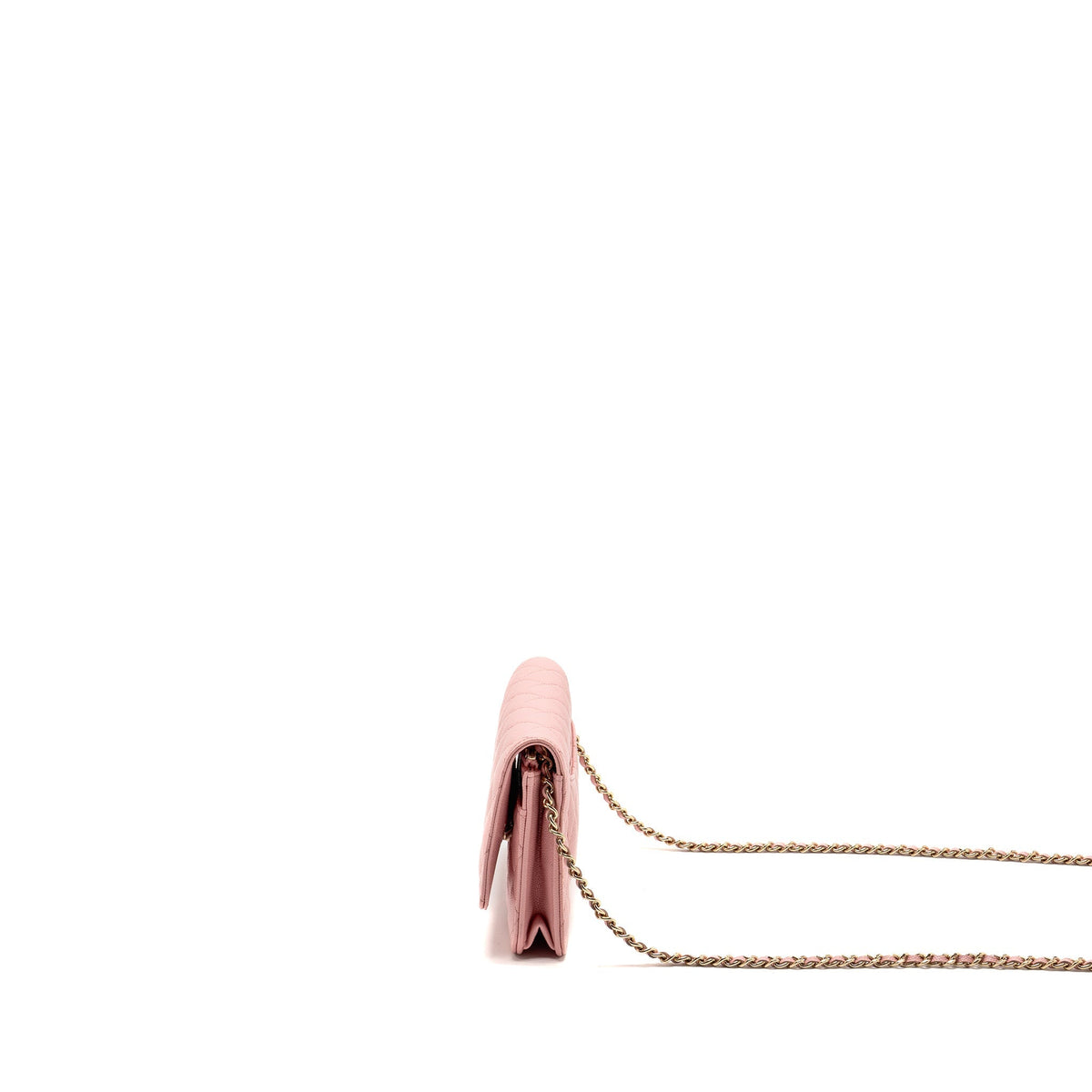 CHANEL CLASSIC WALLET ON CHAIN CAVIAR PINK LGHW (MICROCHIP)