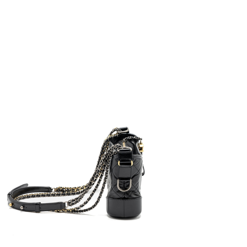 CHANEL SMALL GABRIELLE HOBO BAG AGED CALFSKIN BLACK MULTICOLOUR HARDWARE