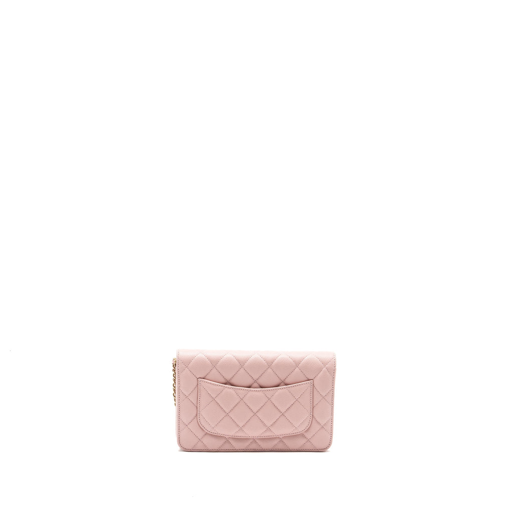 CHANEL CLASSIC WALLET ON CHAIN CAVIAR LIGHT PINK LGHW(MICROCHIP)