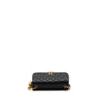 CHANEL 23K PEARL CRUSH MINI RECTANGULAR FLAP BAG LAMBSKIN BLACK BRUSHED GHW(MICROCHIP)