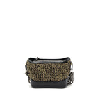 CHANEL SMALL GABRIELLE HOBO BAG LIMITED EDITION FABRIC/CALFSKIN BLACK / GOLD MULTICOLOUR HARDWARE