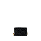 CHANEL PEARL CRUSH WALLET ON CHAIN LAMBSKIN BLACK GHW (MICROCHIP)