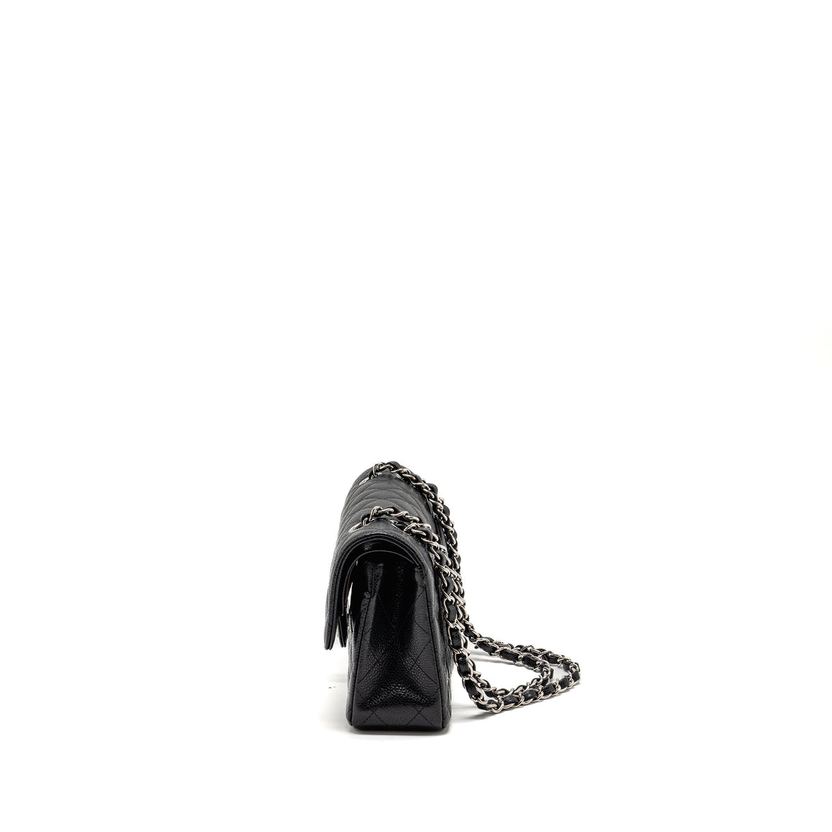 CHANEL SMALL CLASSIC DOUBLE FLAP BAG CAVIAR BLACK SHW (MICROCHIP)