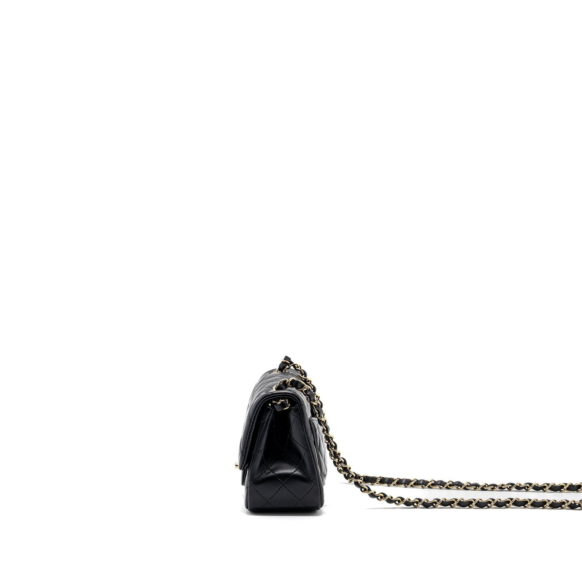 CHANEL CLASSIC MINI SQUARE FLAP BAG LAMBSKIN BLACK LGHW (MICROCHIP)