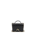 CHANEL 25C QUILTED CC TOP HANDLE MINI BACKPACK CAVIAR BLACK LGHW (MICROCHIP)