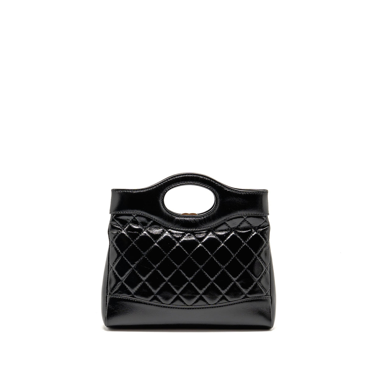 CHANEL MINI 31 BAG SHINY LAMBSKIN BLACK LGHW (MICROCHIP)