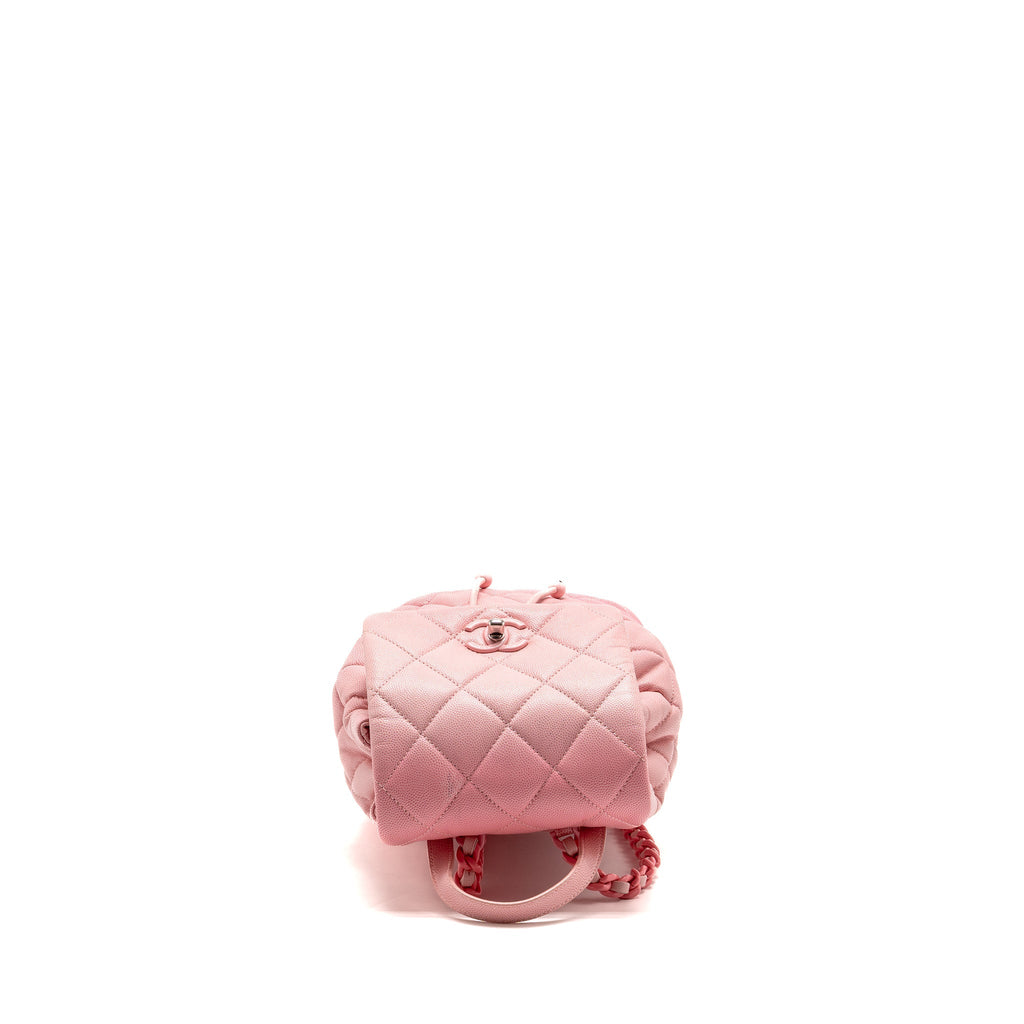 Chanel CC Flap Drawstring Backpack Caviar Gradient Pink SHW (Microchip)