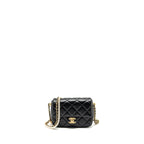 CHANEL MY PERFECT MINI FLAP BAG WITH PEARL CHAIN LAMBSKIN BLACK GHW (MICROCHIP)