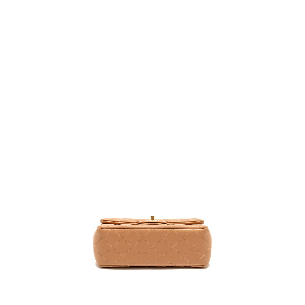 CHANEL MINI RECTANGULAR FLAP BAG LAMBSKIN BEIGE LGHW (MICROCHIP)
