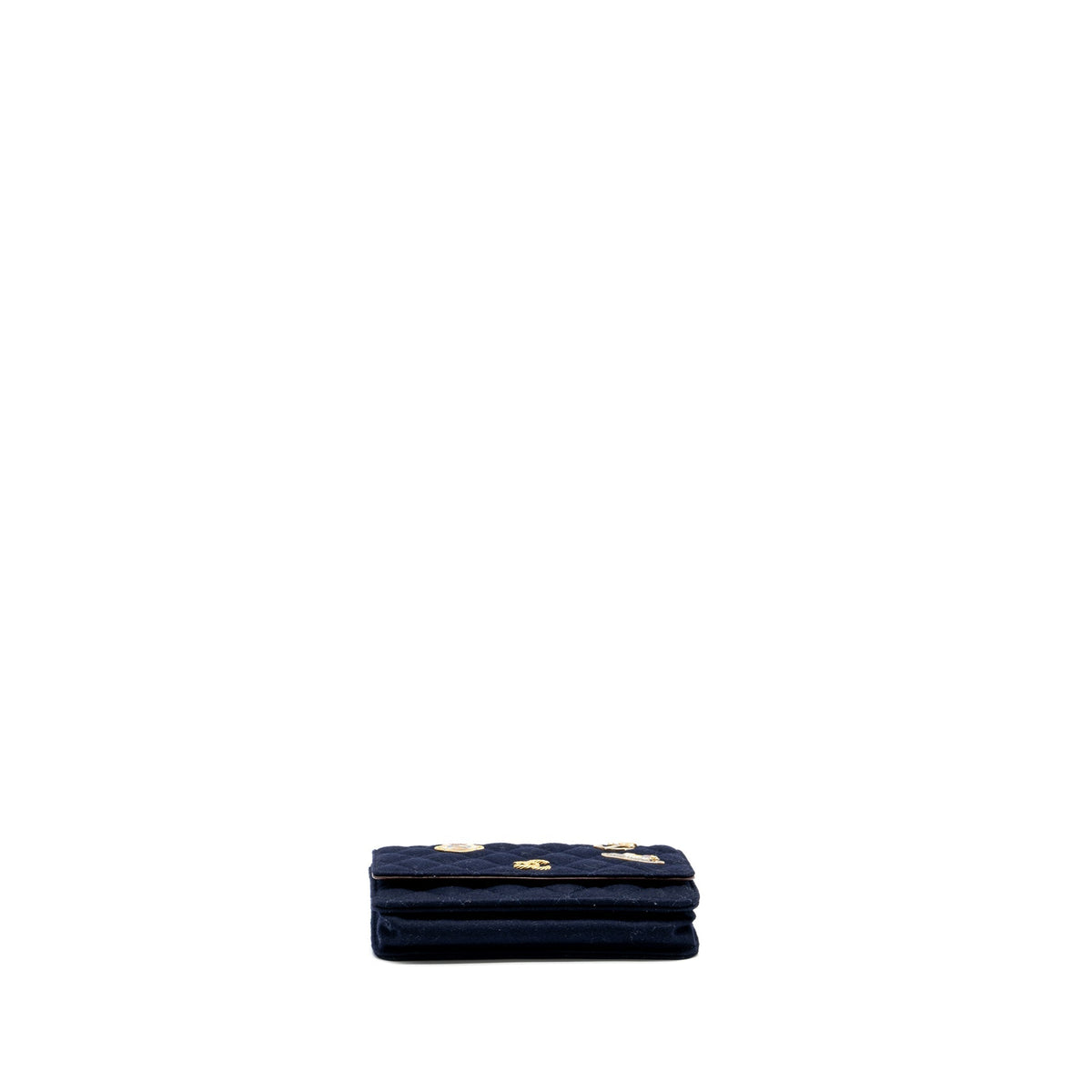 CHANEL 18A CHARMING NAVY WALLET ON CHAIN WOOL/CALFSKIN NAVY GHW