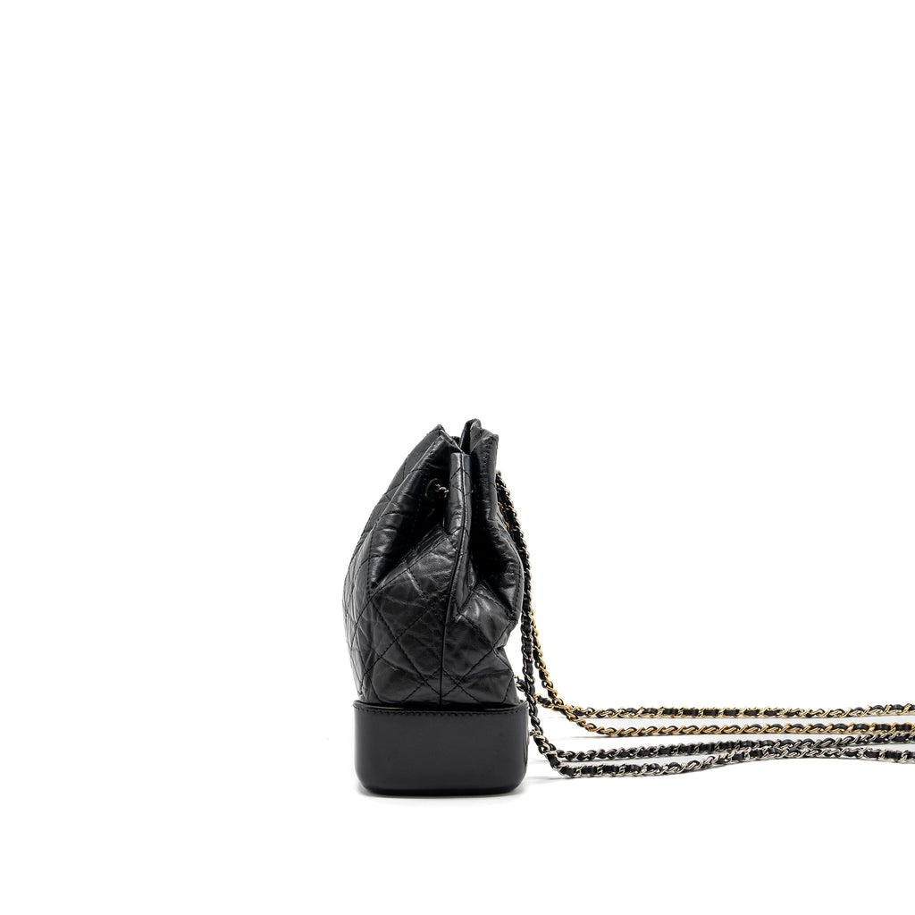CHANEL SMALL GABRIELLE BACKPACK AGED CALFSKIN BLACK MULTICOLOR HARDWARE