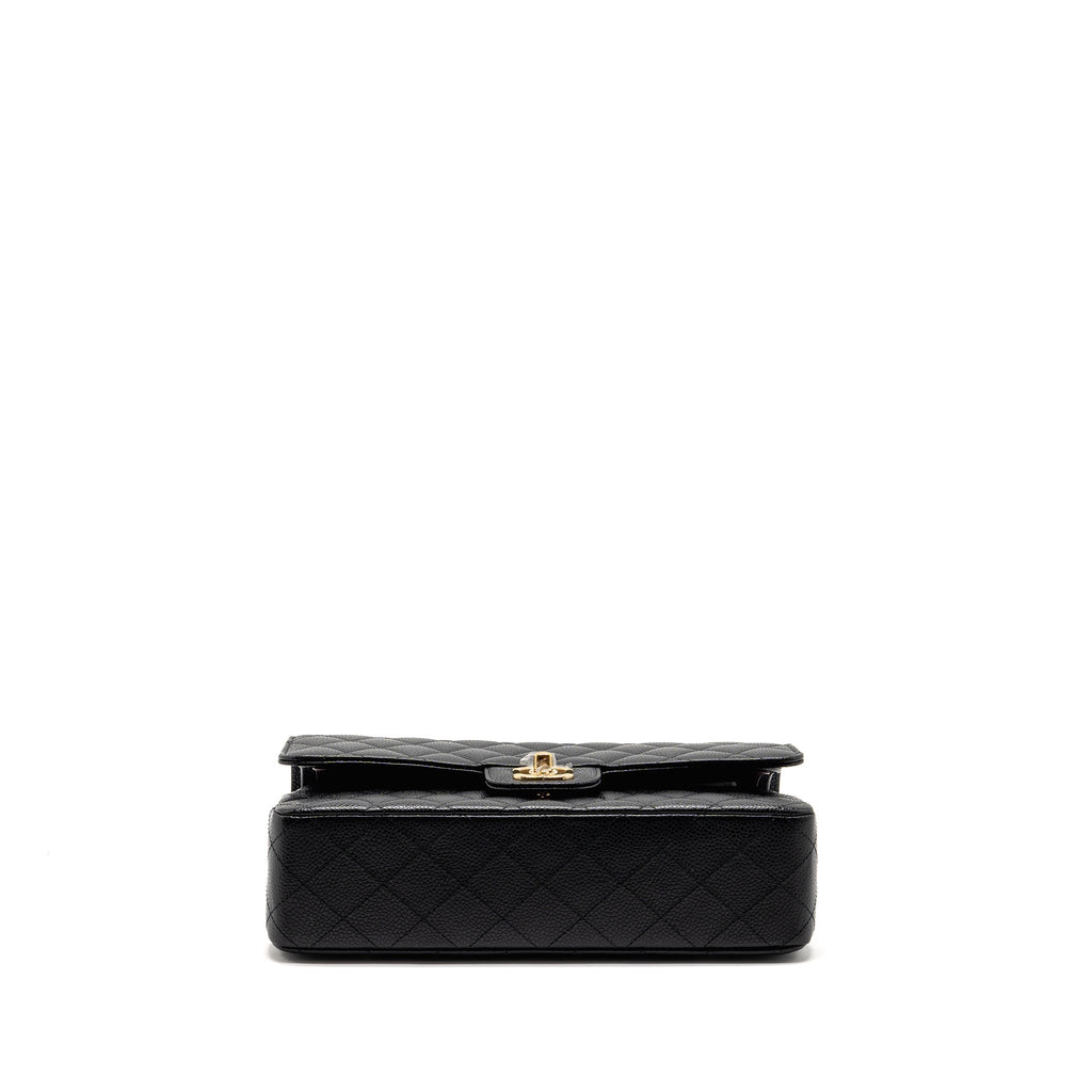 CHANEL MEDIUM CLASSIC DOUBLE FLAP BAG CAVIAR BLACK GHW(MICROCHIP)