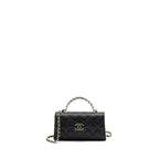 CHANEL 23P TOP HANDLE MINI FLAP BAG WITH CHAIN CAVIAR BLACK LGHW (MICROCHIP)