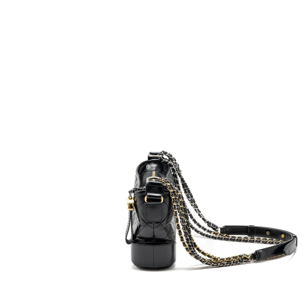 CHANEL SMALL GABRIELLE HOBO BAG AGED CALFSKIN BLACK MULTICOLOUR HARDWARE