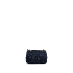 CHANEL SUPER MINI FLAP BAG SEQUIN DARK BLUE / BLACK SHW