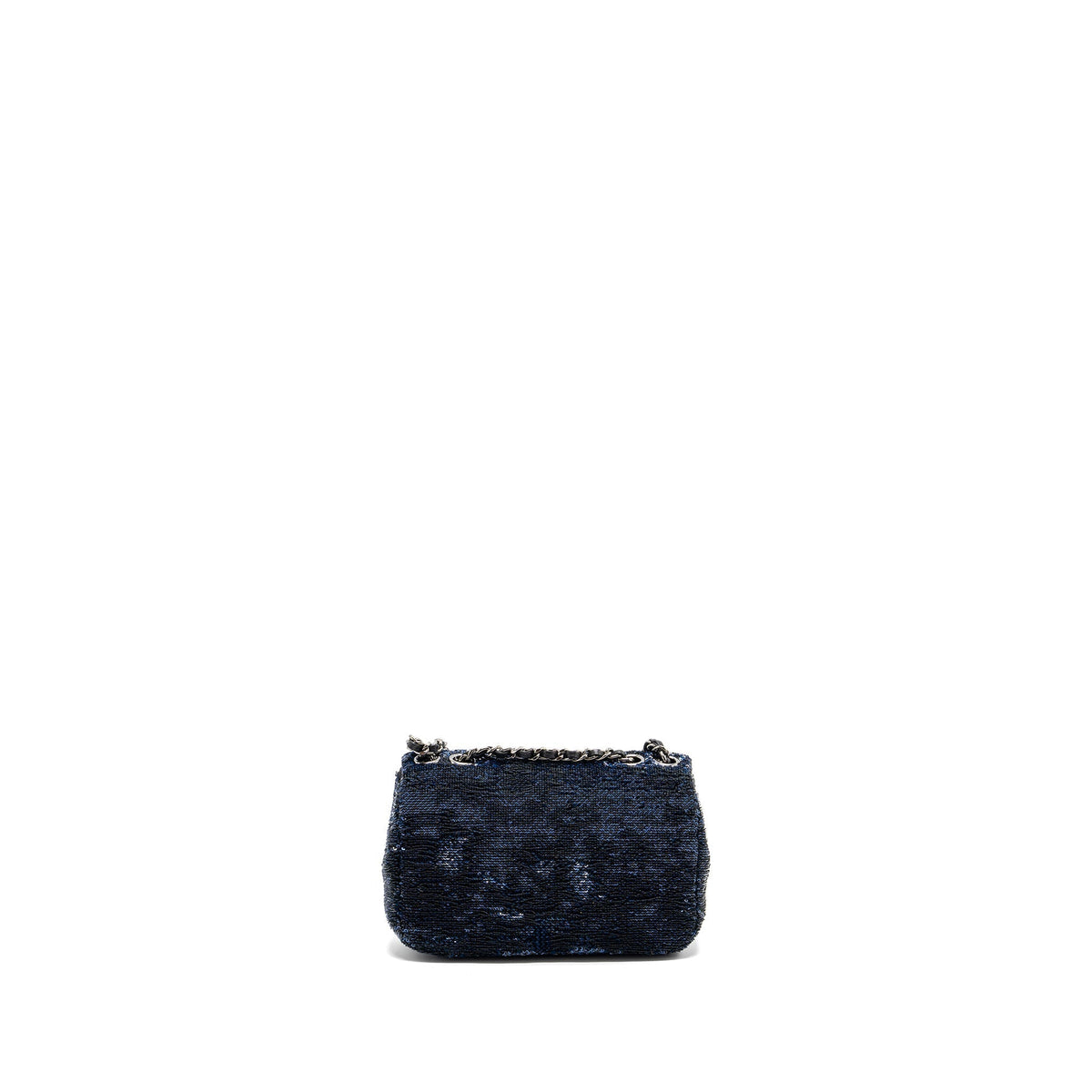 CHANEL SUPER MINI FLAP BAG SEQUIN DARK BLUE / BLACK SHW