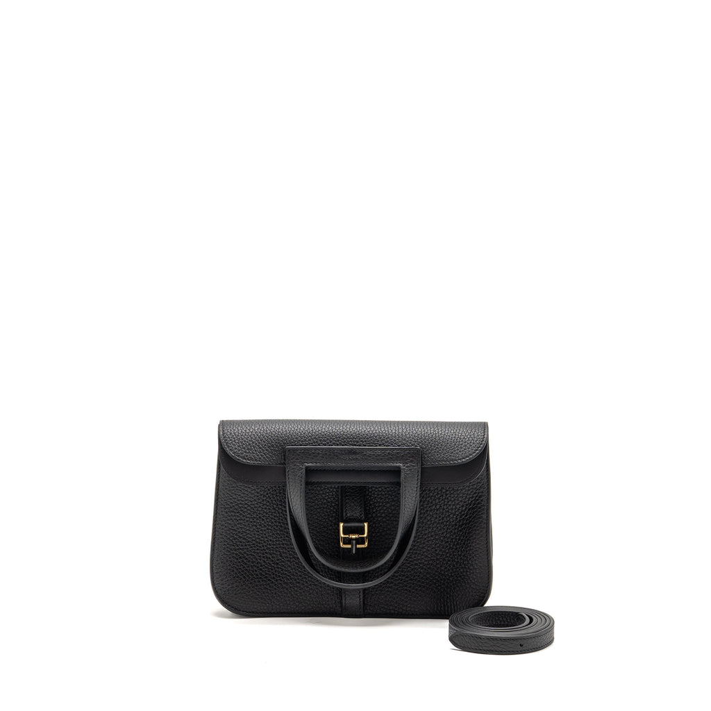 Hermes Halzan 25 Clemence Black GHW
