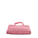 PRADA CROCHET TOTE BAG RAFFIA PINK