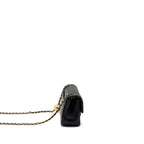 CHANEL 23K PEARL CRUSH MINI RECTANGULAR FLAP BAG LAMBSKIN BLACK BRUSHED GHW(MICROCHIP)