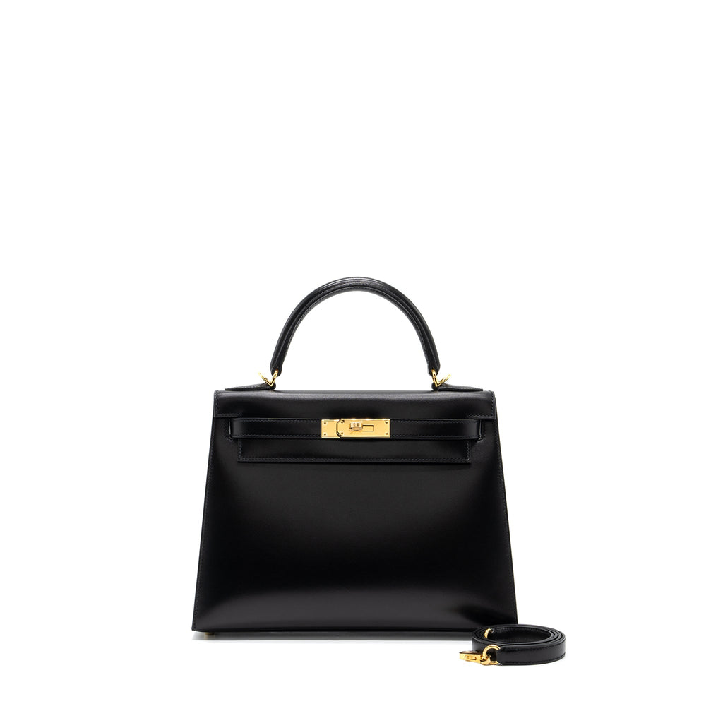 HERMES KELLY 28 BOX LEATHER BLACK GHW