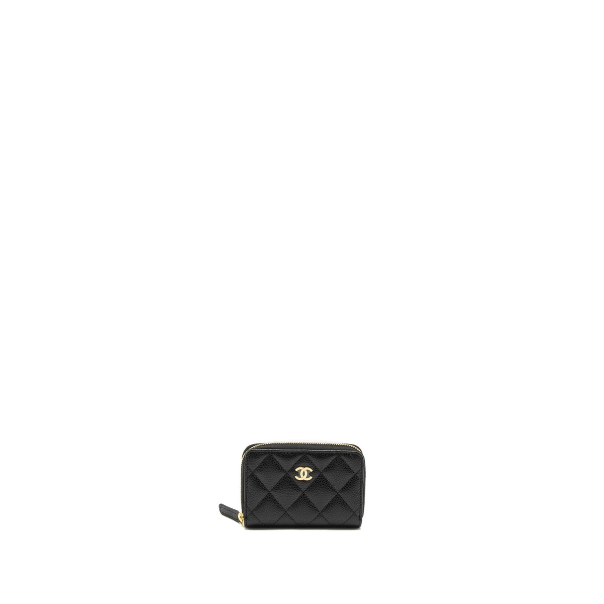 CHANEL ZIP CARD HOLDER CAVIAR BLACK GHW (MICROCHIP)