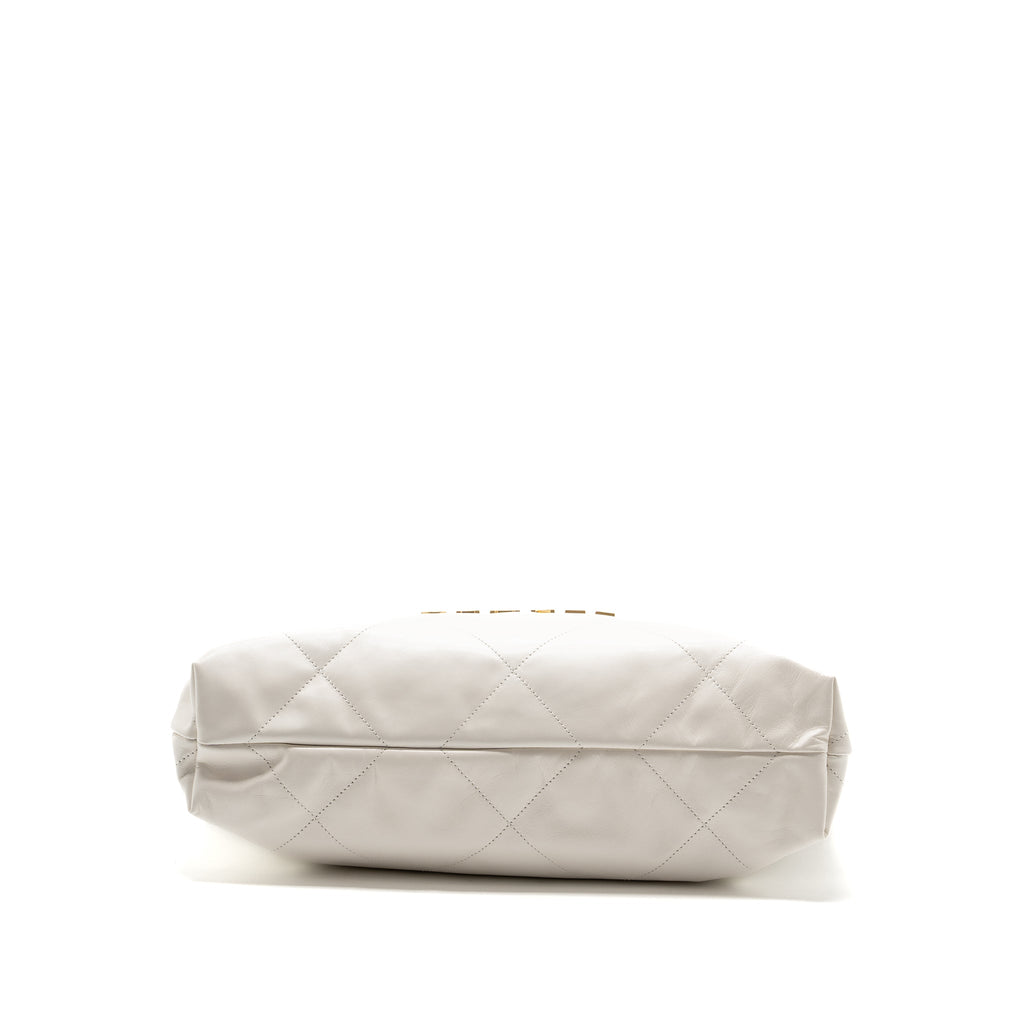 CHANEL MEDIUM 22 BAG CALFSKIN WHITE GHW (MICROCHIP)