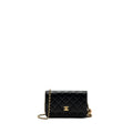 CHANEL PEARL CRUSH WALLET ON CHAIN LAMBSKIN BLACK GHW (MICROCHIP)