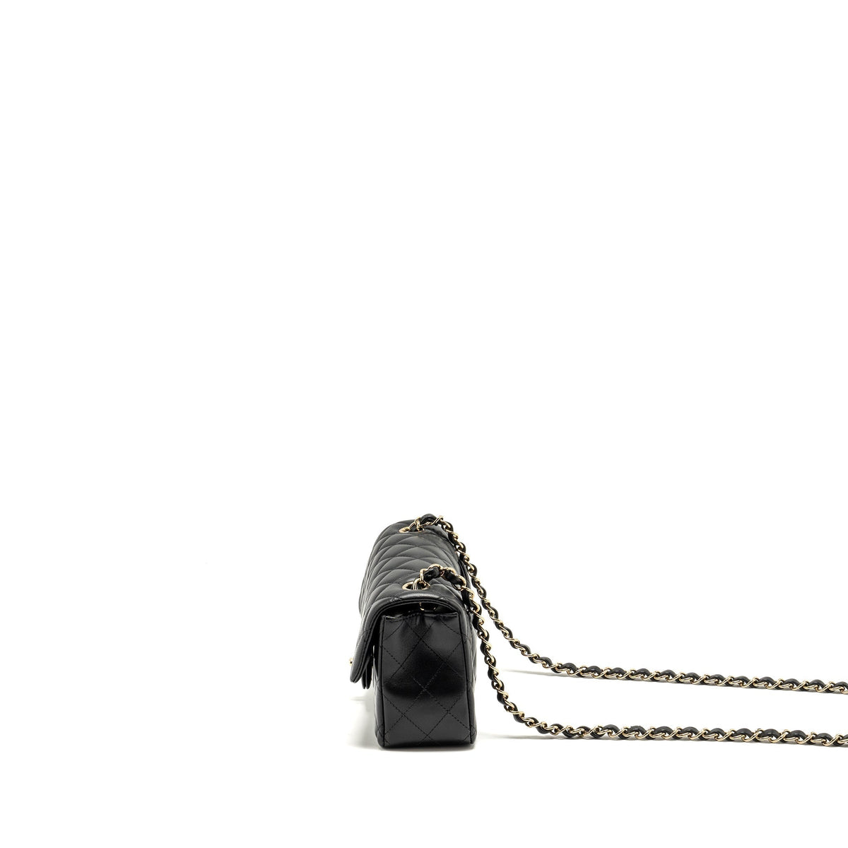 CHANEL MINI RECTANGULAR FLAP BAG LAMBSKIN BLACK LGHW (MICROCHIP)