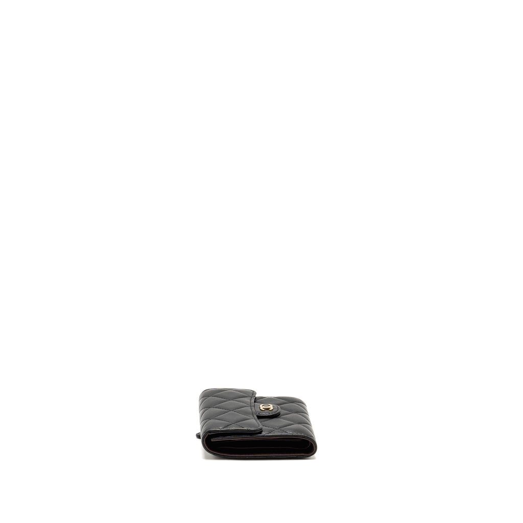 CHANEL CLASSIC SMALL FLAP WALLET LAMBSKIN BLACK LGHW