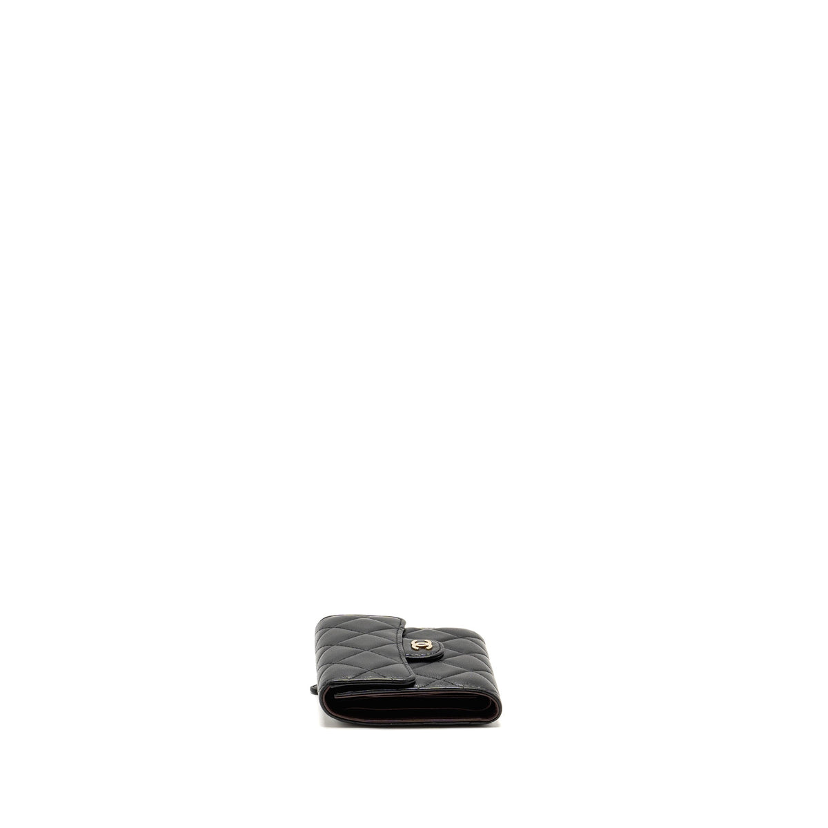 CHANEL CLASSIC SMALL FLAP WALLET LAMBSKIN BLACK LGHW