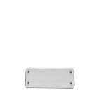 HERMES KELLY 28 SPECIAL ORDER CLEMENCE LEATHER BLANC / BLUE NUIT BRUSHED GHW