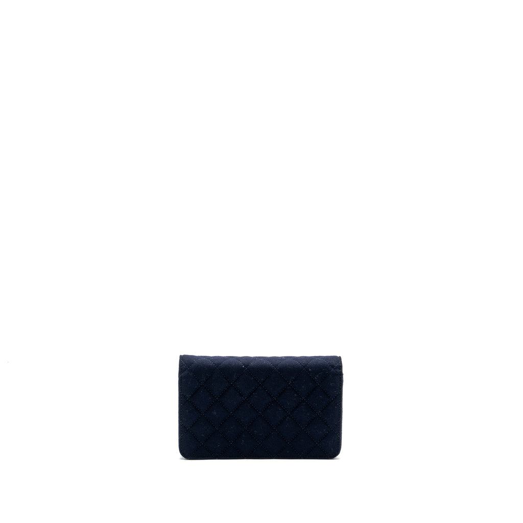 CHANEL 18A CHARMING NAVY WALLET ON CHAIN WOOL/CALFSKIN NAVY GHW