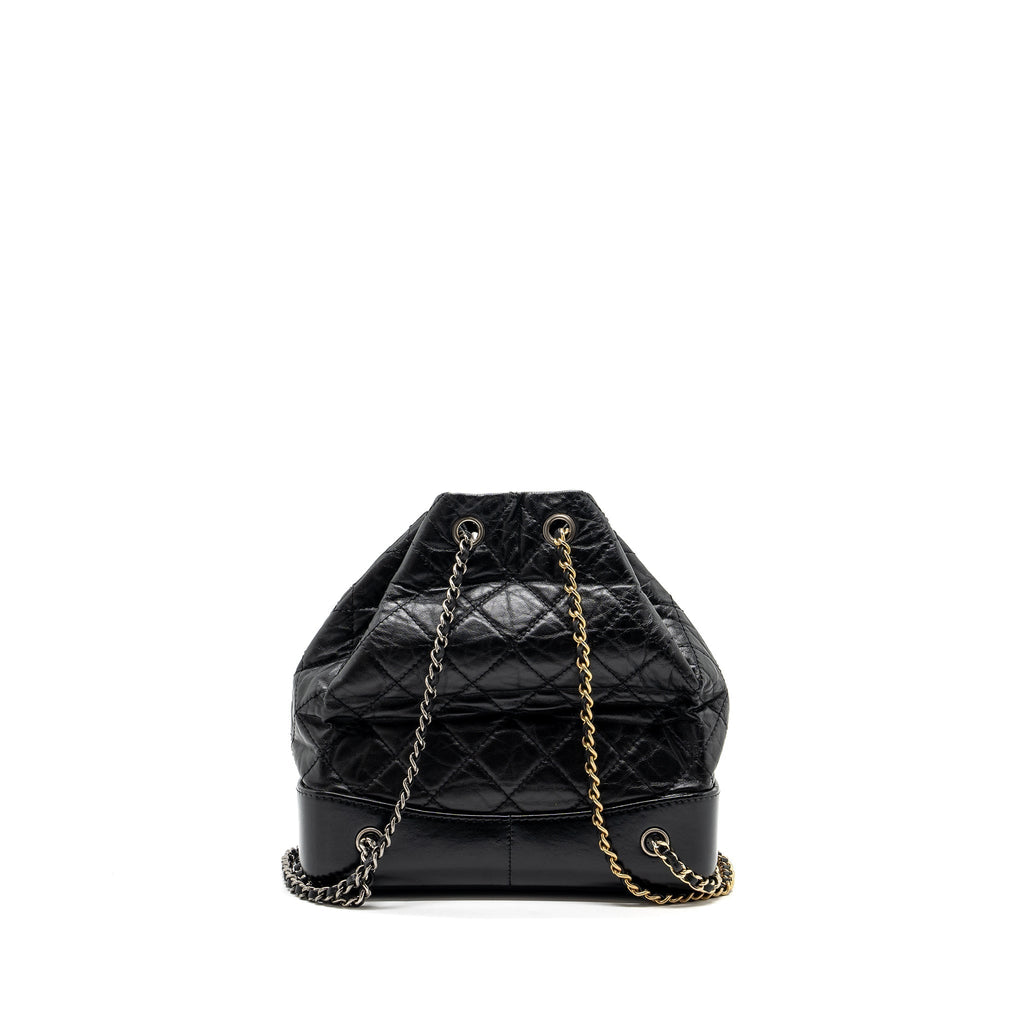 CHANEL SMALL GABRIELLE BACKPACK AGED CALFSKIN BLACK MULTICOLOR HARDWARE