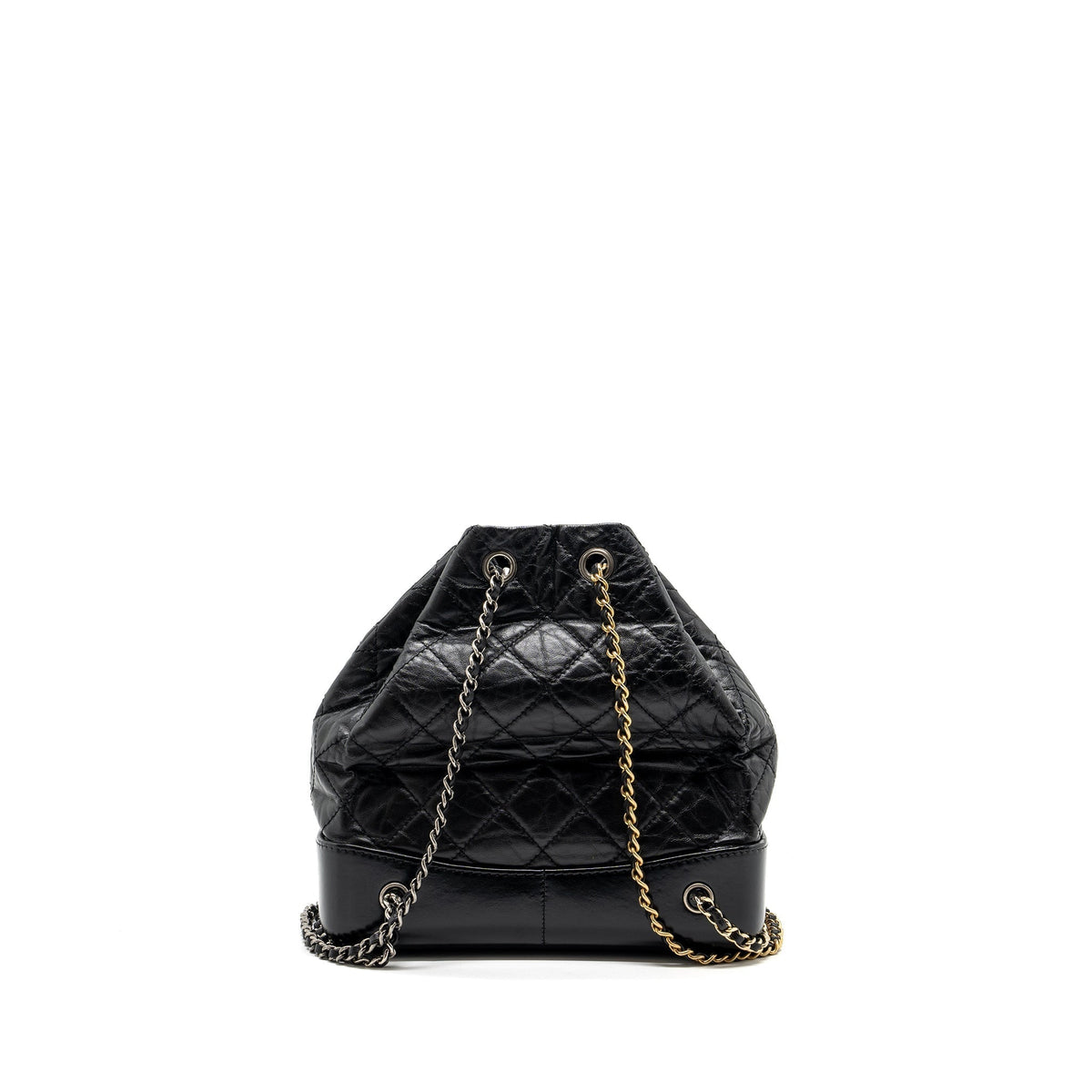 CHANEL SMALL GABRIELLE BACKPACK AGED CALFSKIN BLACK MULTICOLOR HARDWARE