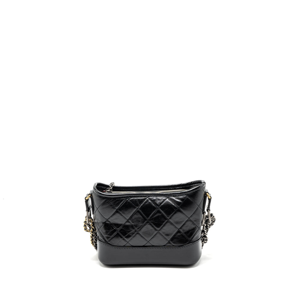 CHANEL SMALL GABRIELLE HOBO BAG AGED CALFSKIN BLACK MULTICOLOUR HARDWARE
