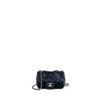 CHANEL SUPER MINI FLAP BAG SEQUIN DARK BLUE / BLACK SHW